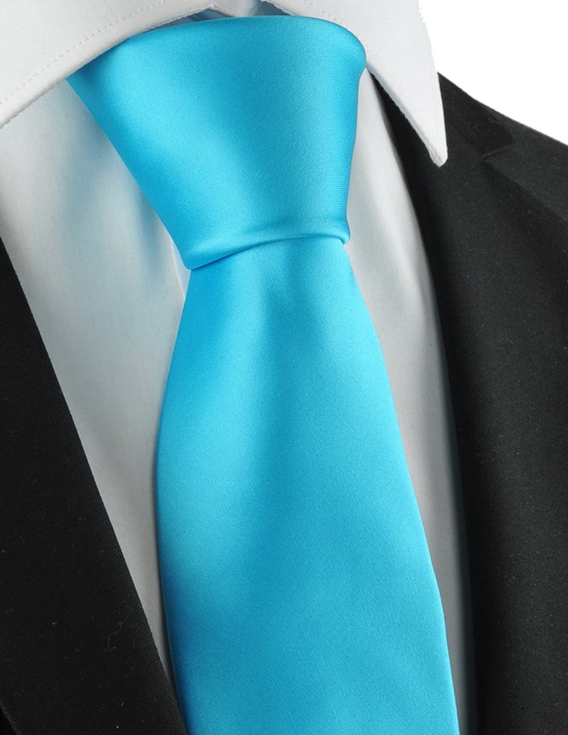 fortunatever Men's Solid Satin Necktie,Sky Blue Ties For Men With Gift Box - Image 2